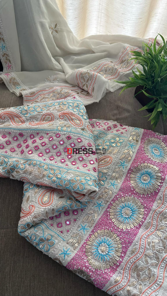 Multicolour Chikankari Mirror & Gota Patti Anarkali