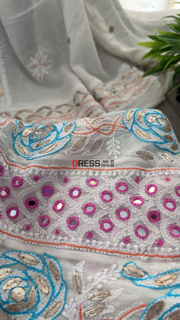 Multicolour Chikankari Mirror & Gota Patti Anarkali Suit