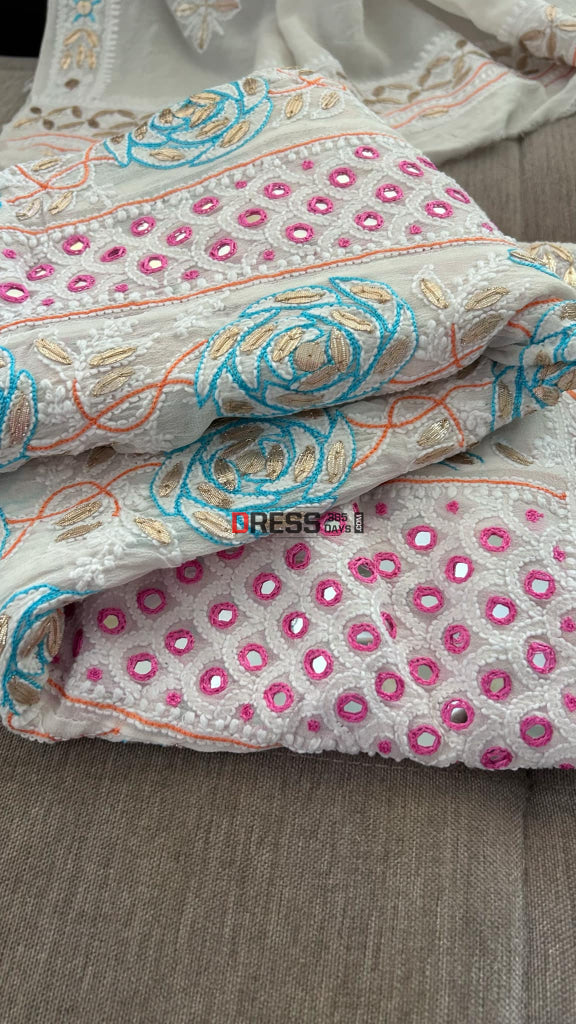 Multicolour Chikankari Mirror & Gota Patti Anarkali Suit