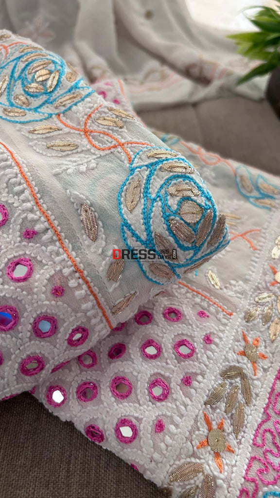 Multicolour Chikankari Mirror & Gota Patti Anarkali Suit
