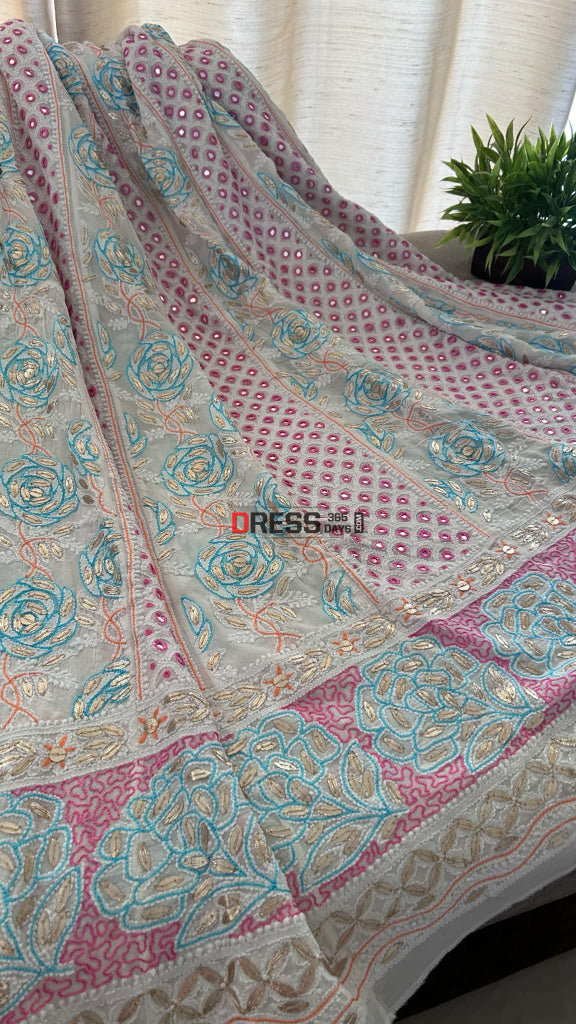 Multicolour Chikankari Mirror & Gota Patti Anarkali Suit