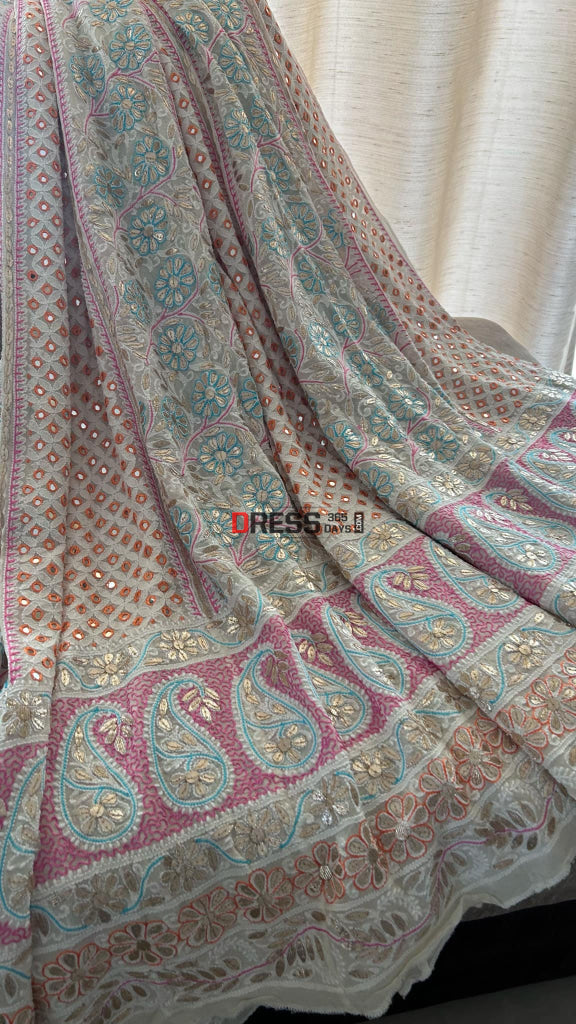 Multicolour Chikankari Mirror & Gota Patti Lehenga Set