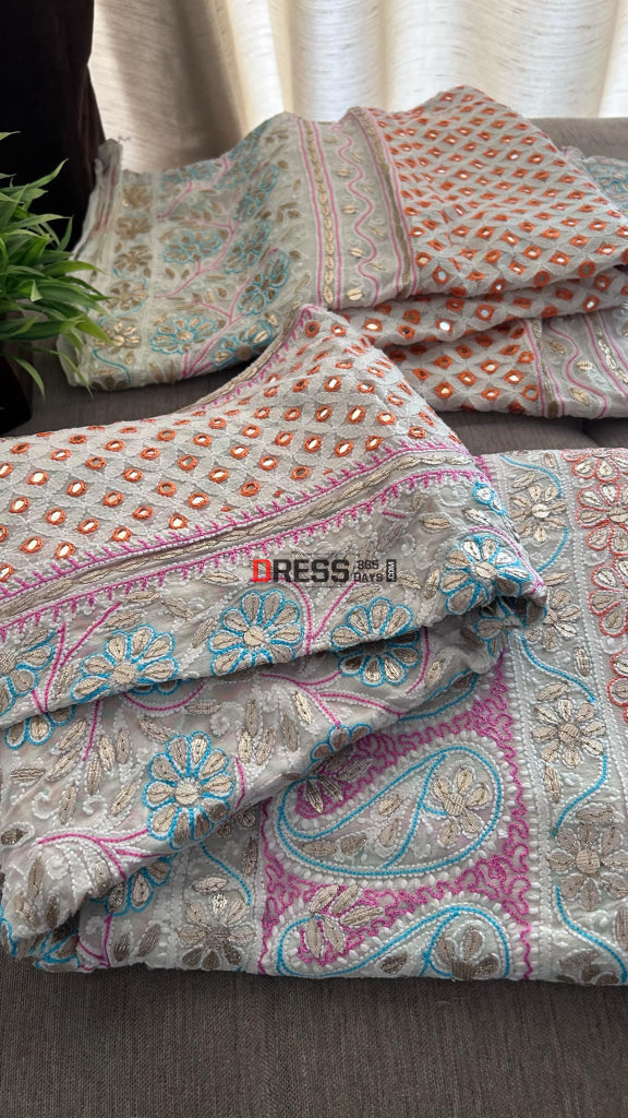 Multicolour Chikankari Mirror & Gota Patti Lehenga Set