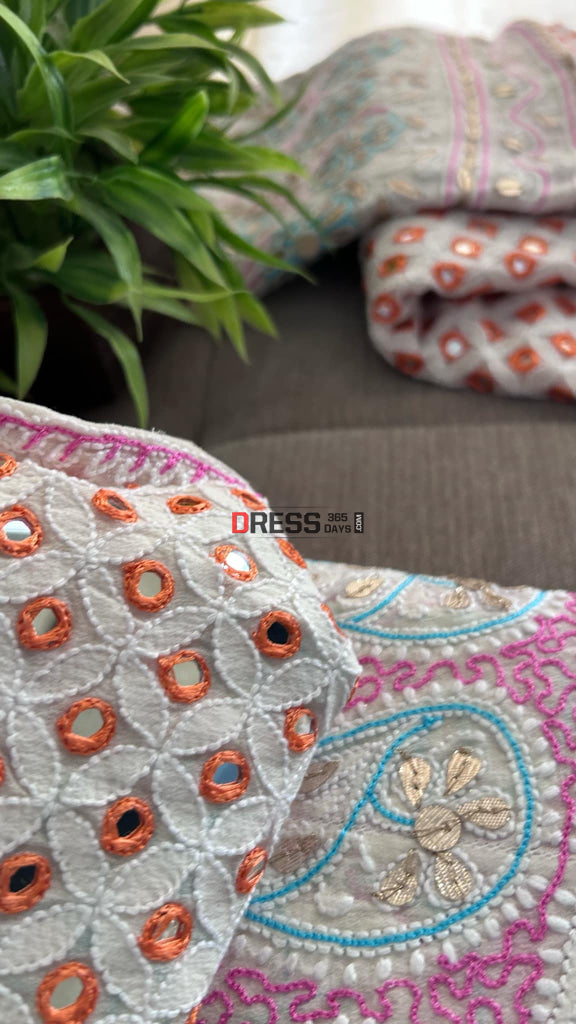 Multicolour Chikankari Mirror & Gota Patti Lehenga Set