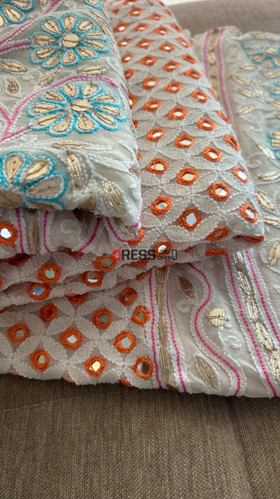 Multicolour Chikankari Mirror & Gota Patti Lehenga Set