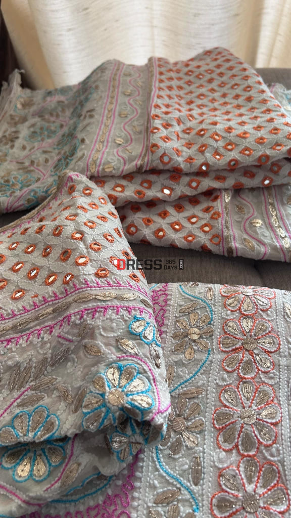 Multicolour Chikankari Mirror & Gota Patti Lehenga Set