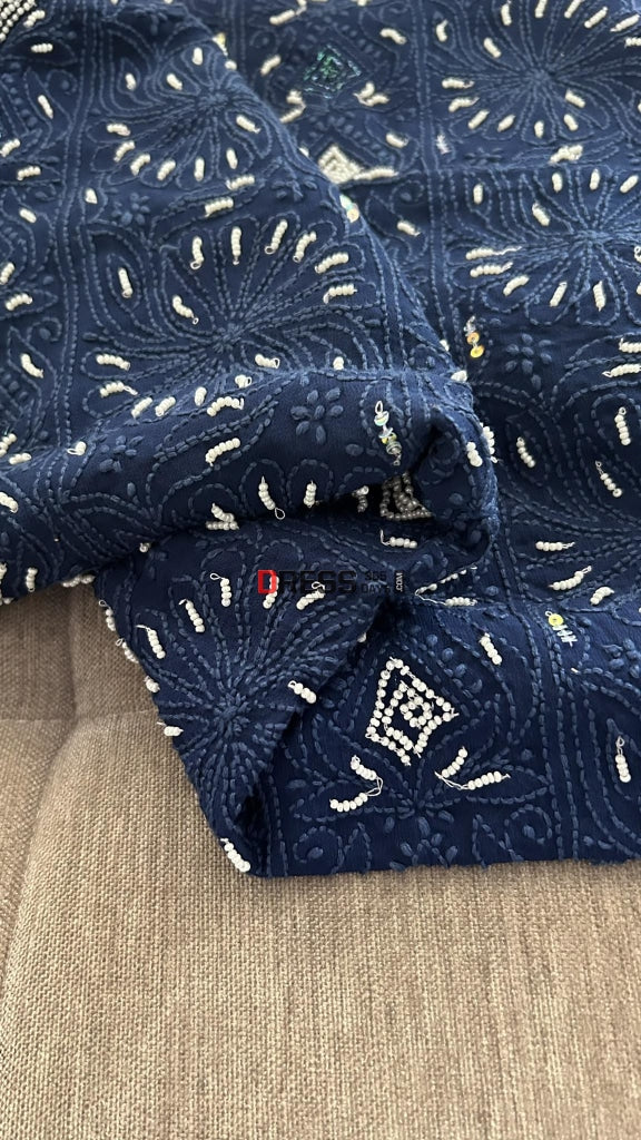 Navy Pearl Lucknowi Chikankari Suit Suits
