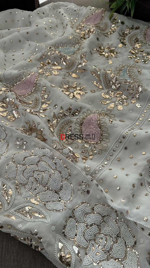 Party Wear Kamdani Pearl Sequin Suit (Kurta Dupatta) Chikankari Suits