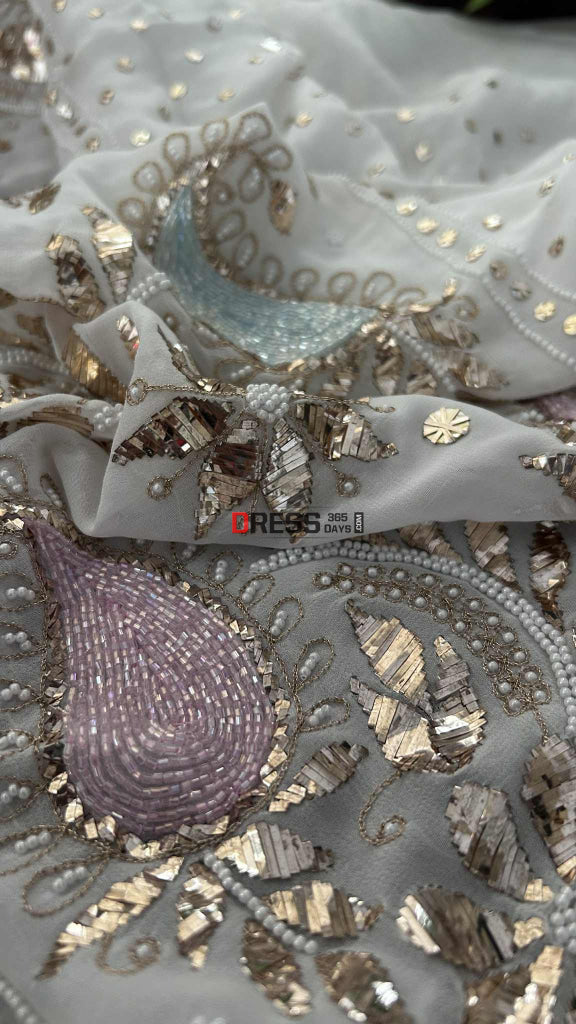 Party Wear Kamdani Pearl Sequin Suit (Kurta Dupatta) Chikankari Suits