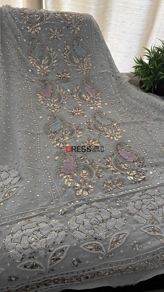 Party Wear Kamdani Pearl Sequin Suit (Kurta Dupatta) Chikankari Suits