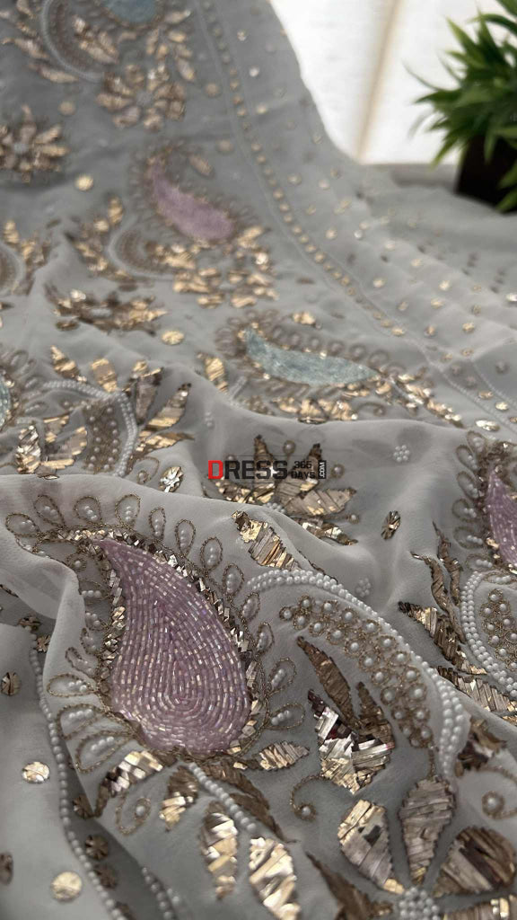 Party Wear Kamdani Pearl Sequin Suit (Kurta Dupatta) Chikankari Suits