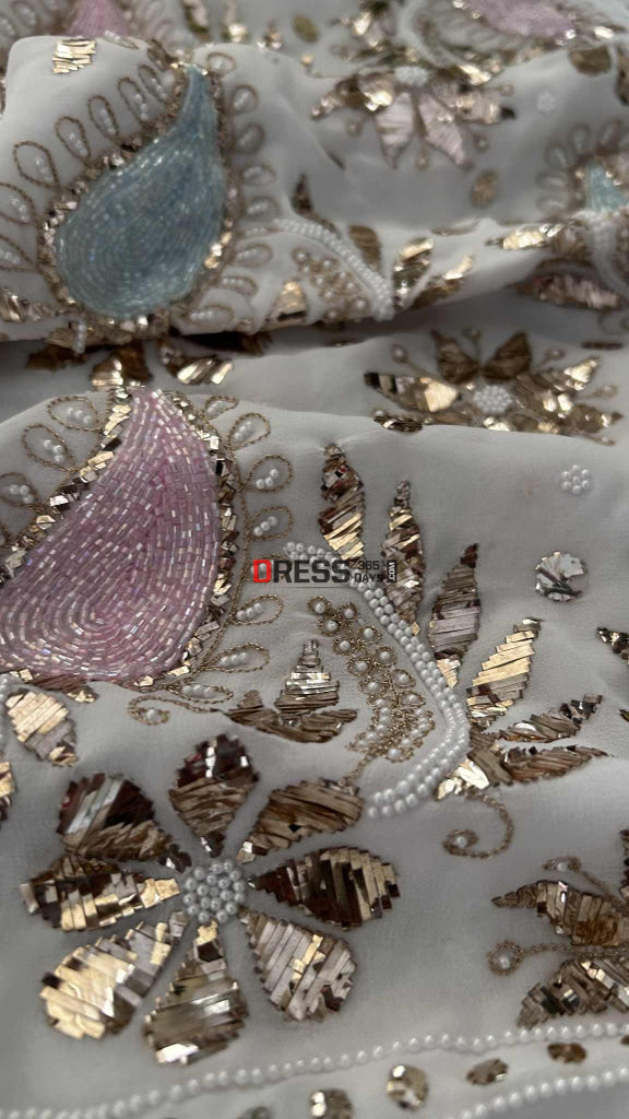 Party Wear Kamdani Pearl Sequin Suit (Kurta Dupatta) Chikankari Suits