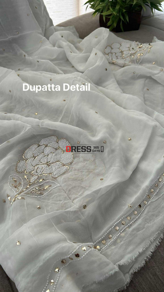 Party Wear Kamdani Pearl Sequin Suit (Kurta Dupatta) Chikankari Suits