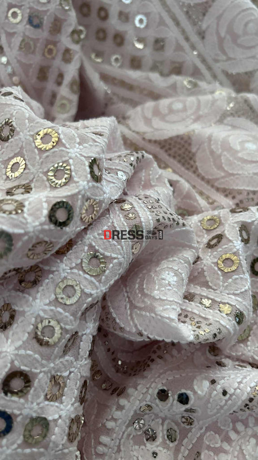 Pastel Pink Chikankari Ring Mukaish Suit (Kurta & Dupatta) Chikankari Suits