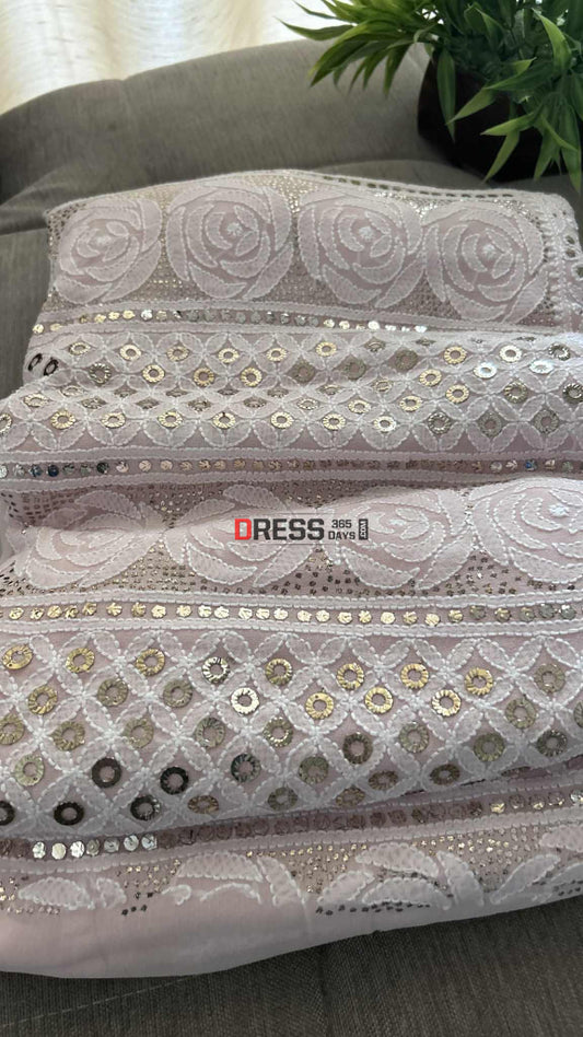 Pastel Pink Chikankari Ring Mukaish Suit (Kurta & Dupatta) Chikankari Suits