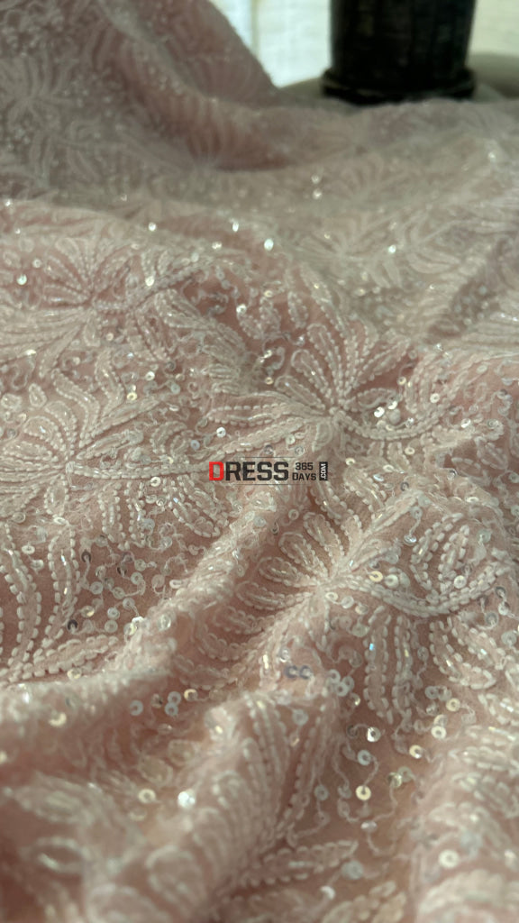 Pastel Pink Cut Dana Sequins Fine Chikankari Suit - Chikankari Suits