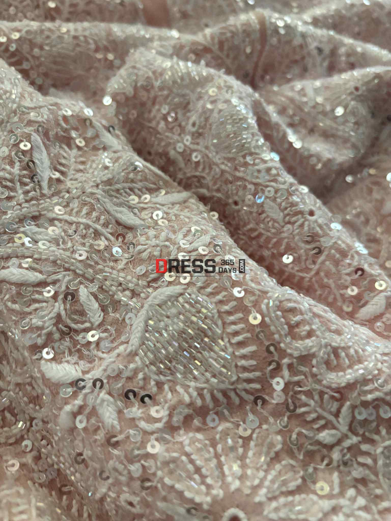 Pastel Pink Fine Chikankari Cut Dana Sequins Suit Chikankari Suits