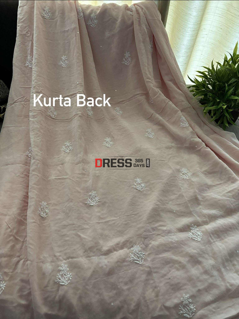 Pastel Pink Fine Chikankari Cut Dana Sequins Suit Chikankari Suits