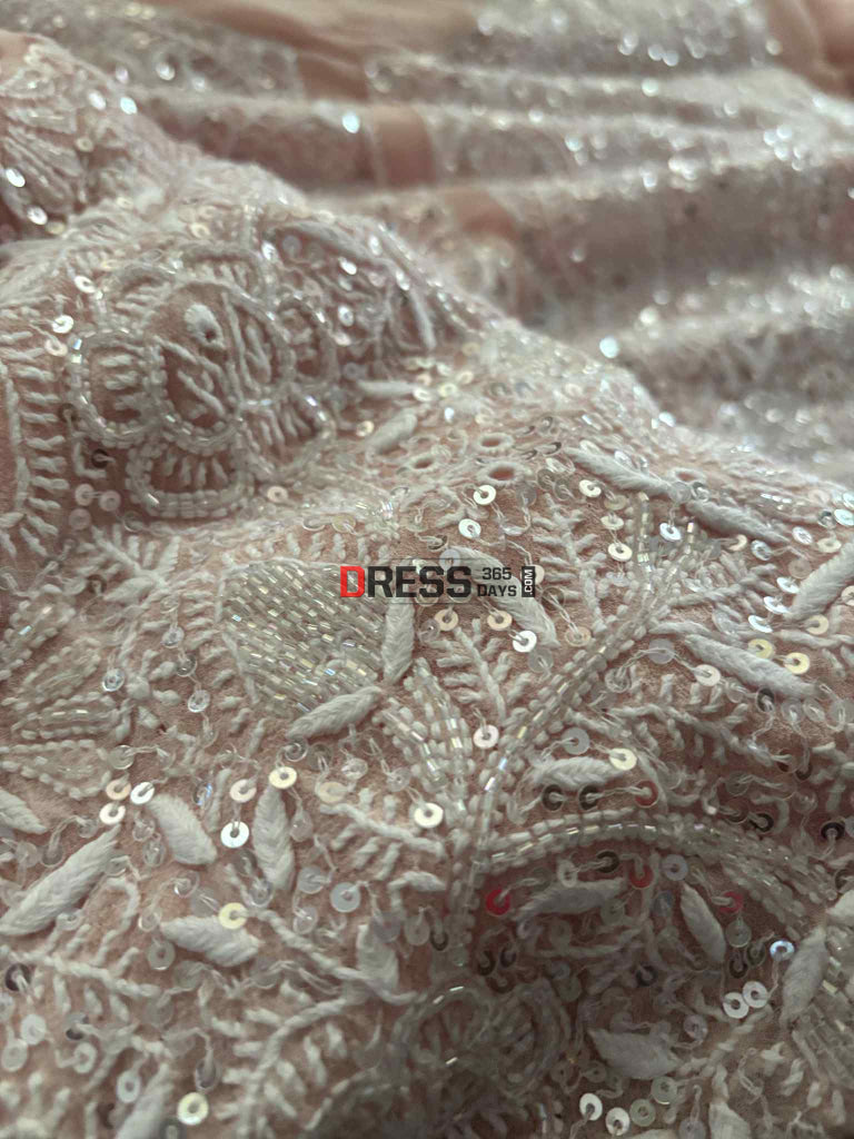 Pastel Pink Fine Chikankari Cut Dana Sequins Suit Chikankari Suits