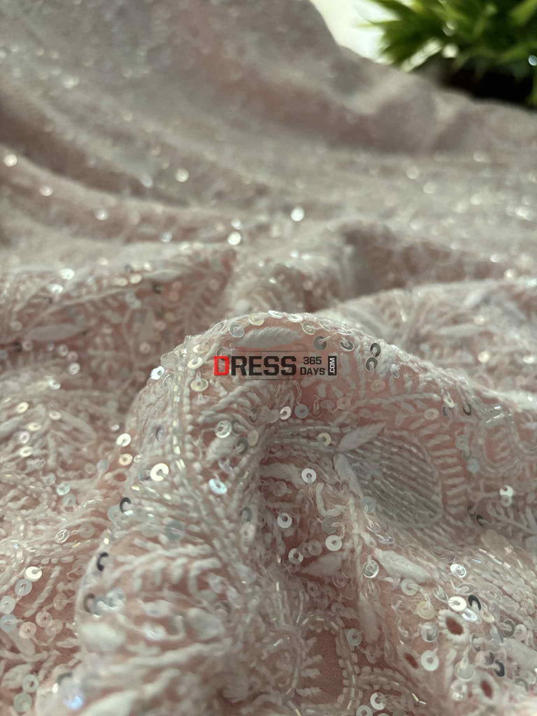 Pastel Pink Fine Chikankari Cut Dana Sequins Suit Chikankari Suits