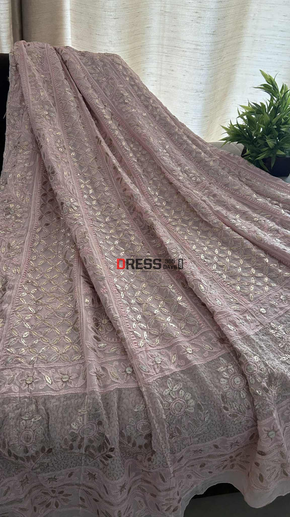 Pastel Pink Gota Patti Chikankari Anarkali Suit (Anarkali And Dupatta) Chikankari Anarkali