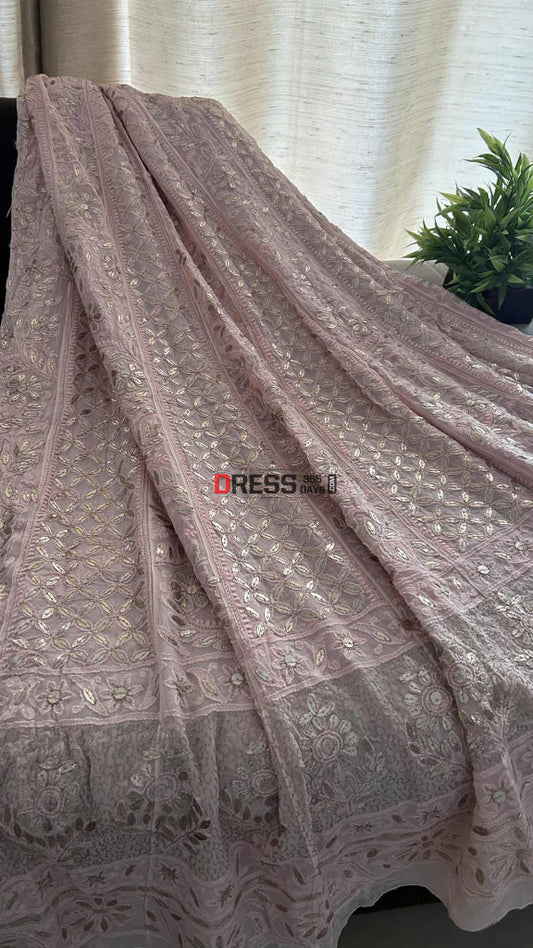 Pastel Pink Gota Patti Chikankari Anarkali Suit (Anarkali And Dupatta) Chikankari Anarkali