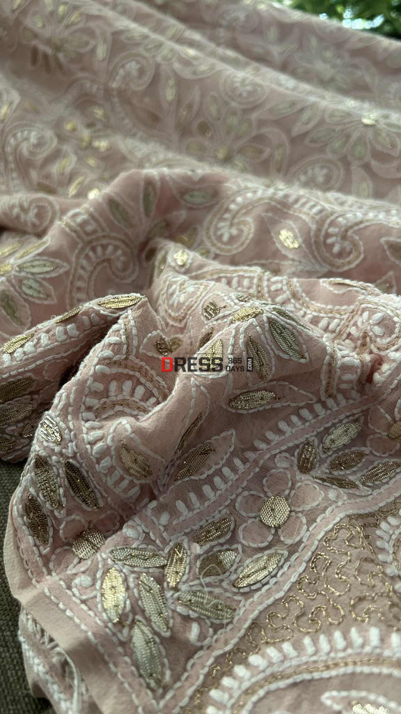 Pastel Pink Gota Patti Chikankari Dupatta Chikankari Dupatta