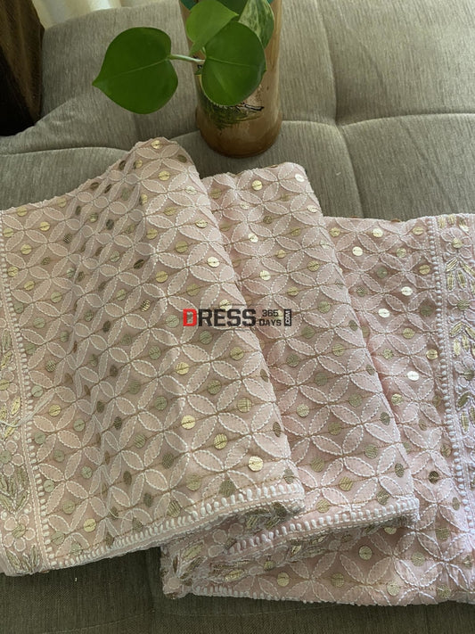 Pastel Pink Gota Patti Chikankari Dupatta