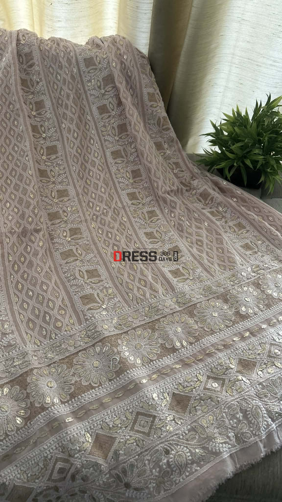 Pastel Pink Gota Patti Chikankari Suit (Kurta & Dupatta) Chikankari Suits