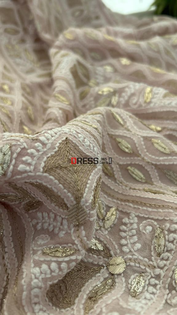 Pastel Pink Gota Patti Chikankari Suit (Kurta & Dupatta) Chikankari Suits