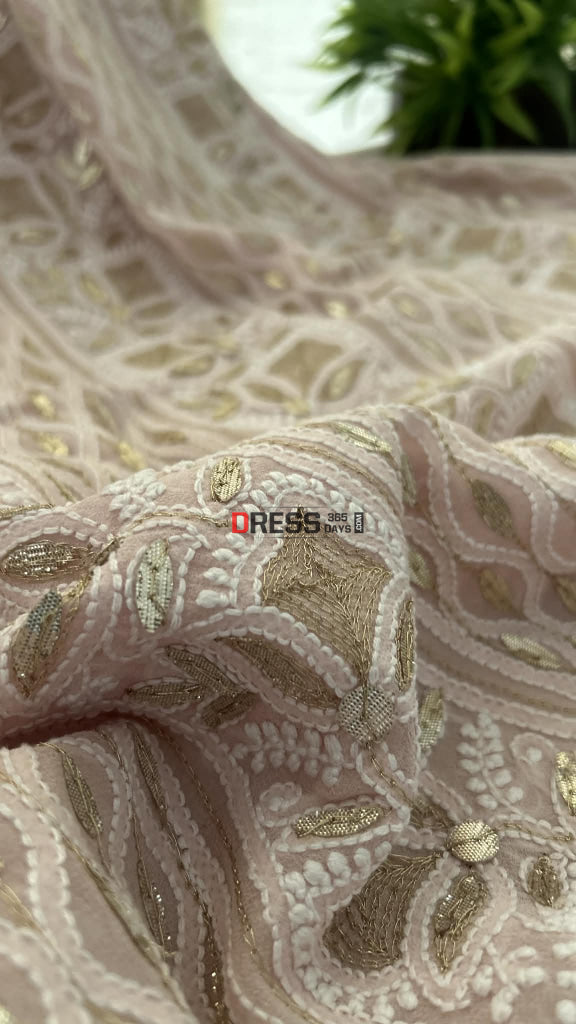 Pastel Pink Gota Patti Chikankari Suit (Kurta & Dupatta) Chikankari Suits