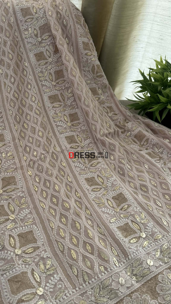 Pastel Pink Gota Patti Chikankari Suit (Kurta & Dupatta) Chikankari Suits