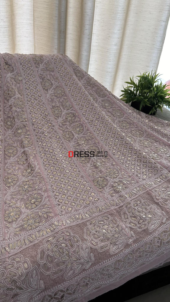 Pastel Pink Gota Patti & Pearl Chikankari Anarkali Suit
