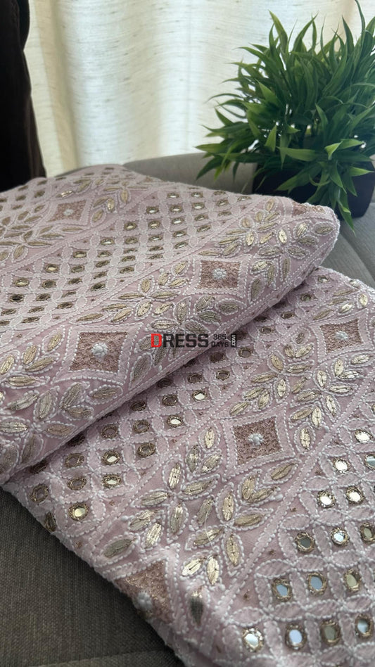 Pastel Pink Mirror Gota Patti Chikankari Suit (Kurta & Dupatta) Chikankari Suits