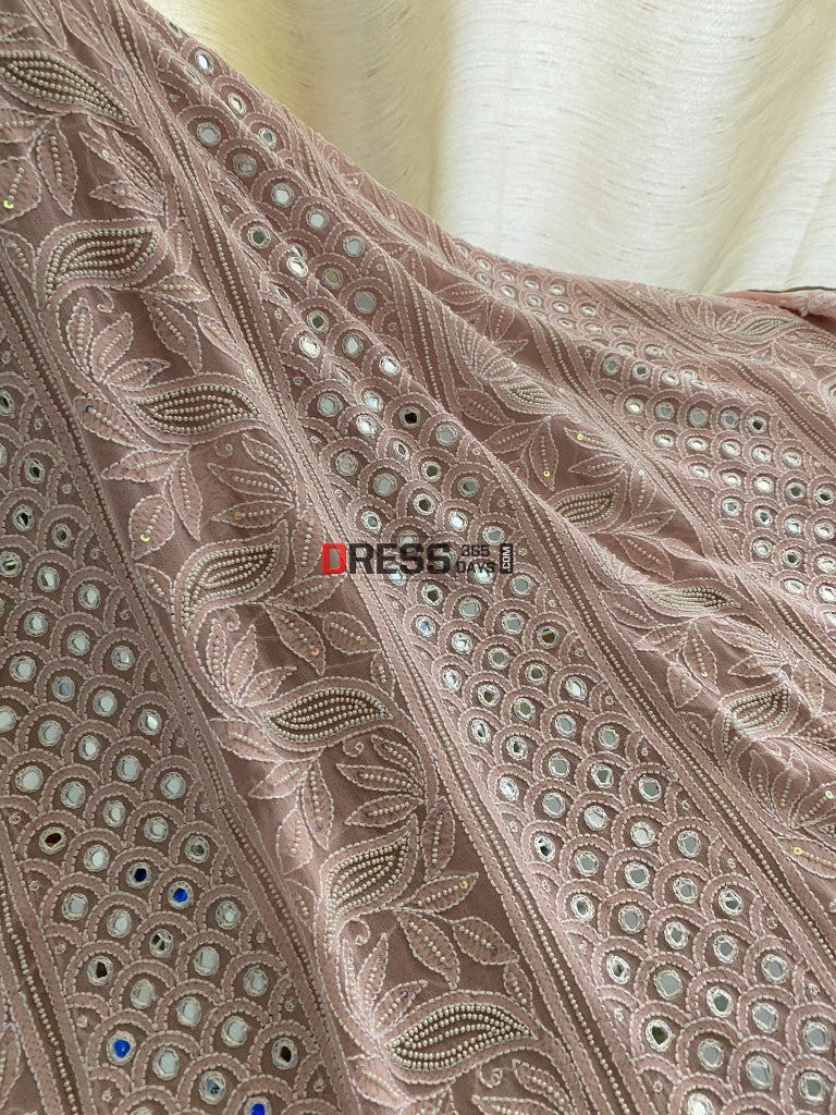 Pastel Pink Mirror & Pearl Lucknowi Suit Chikankari Suits