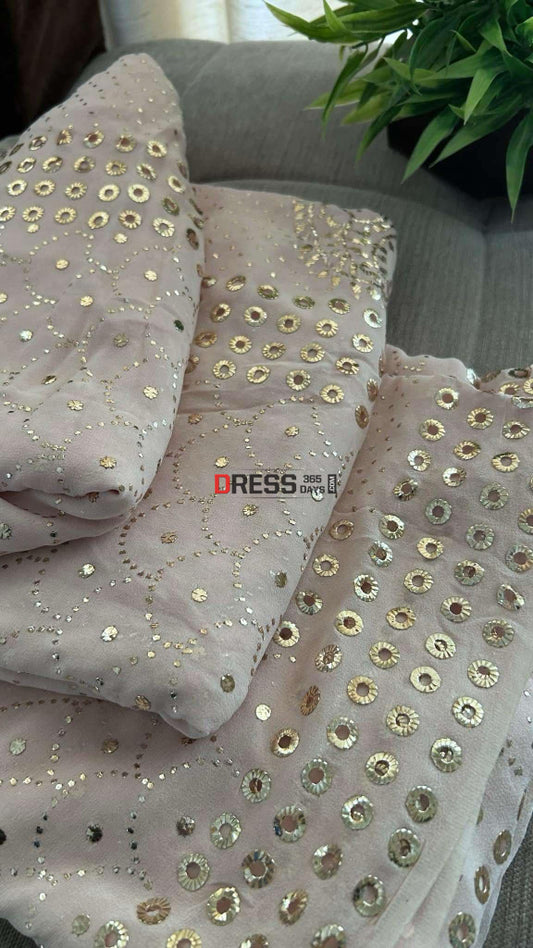 Pastel Pink Mukaish Saree Kamdani Saree