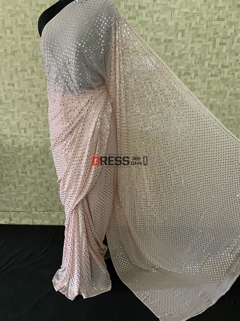 Pastel Pink Mukaish Saree Kamdani