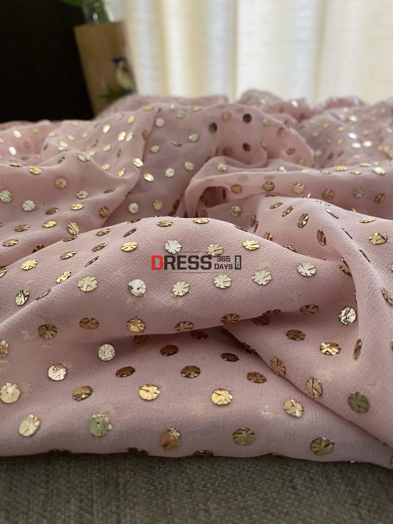 Pastel Pink Mukaish Saree Kamdani