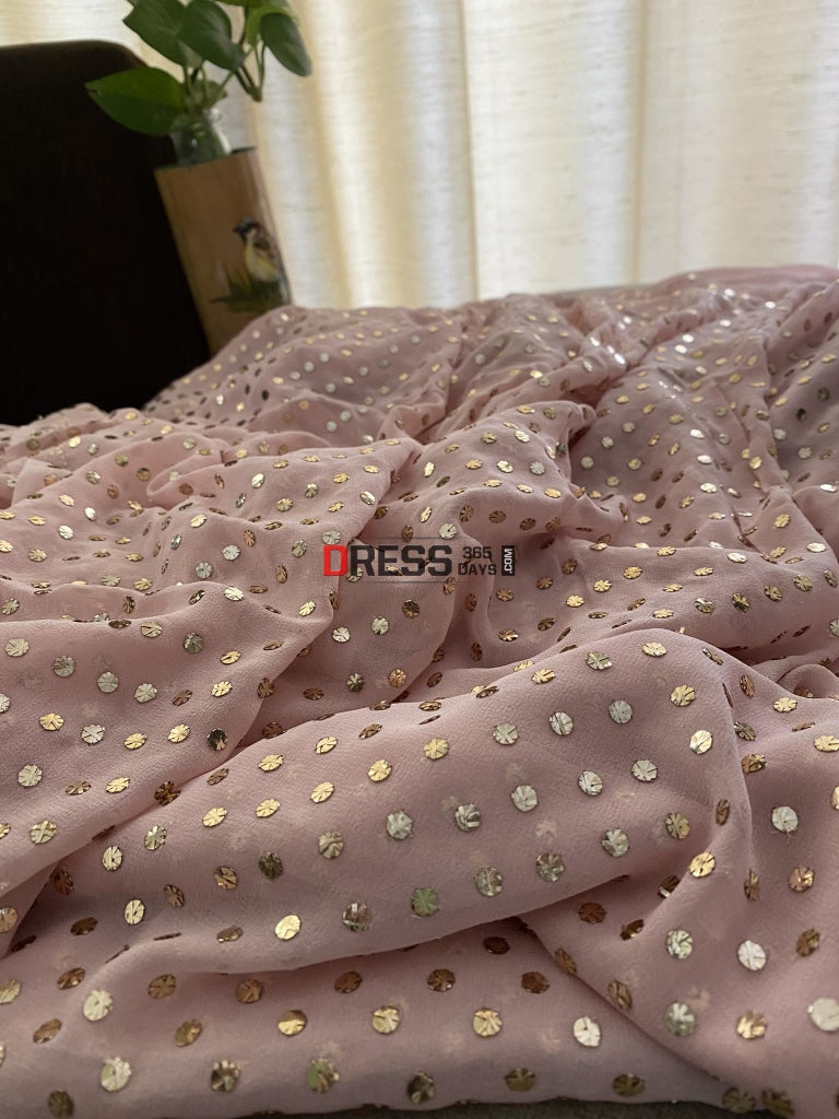 Pastel Pink Mukaish Saree Kamdani