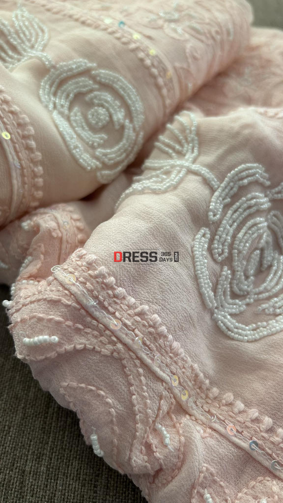 Pastel Pink Pearl Chikankari Anarkali (Anarkali & Dupatta)