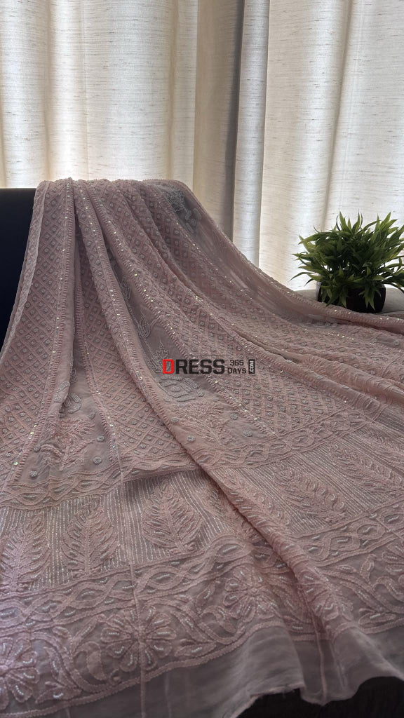 Pastel Pink Pearl Chikankari Anarkali (Anarkali & Dupatta)