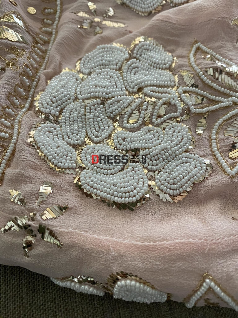 Pastel Pink Pearl Kamdani Anarkali Suit- Masterpiece Chikankari