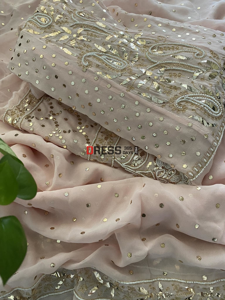 Pastel Pink Pearl Kamdani Anarkali Suit- Masterpiece Chikankari