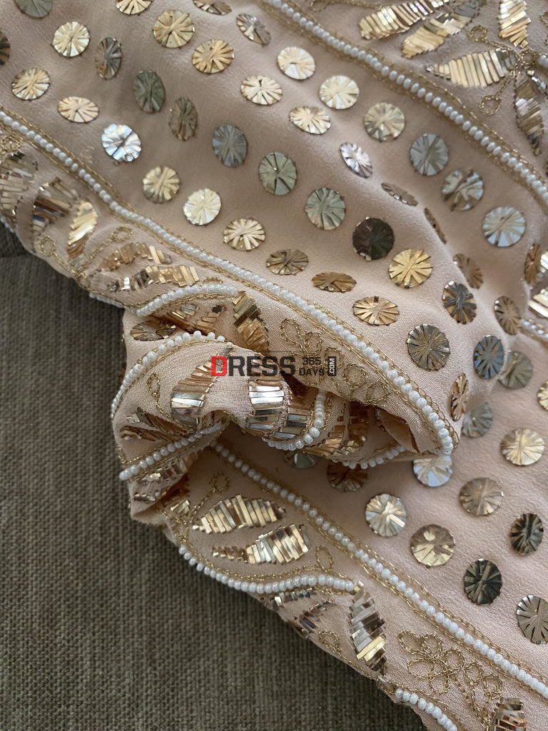 Pastel Pink Pearl Kamdani Kurta Dupatta Set Chikankari Suits