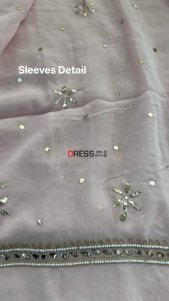 Pastel Pink Ring Mukaish & Pearl Suit (Kurta Dupatta) Chikankari Suits