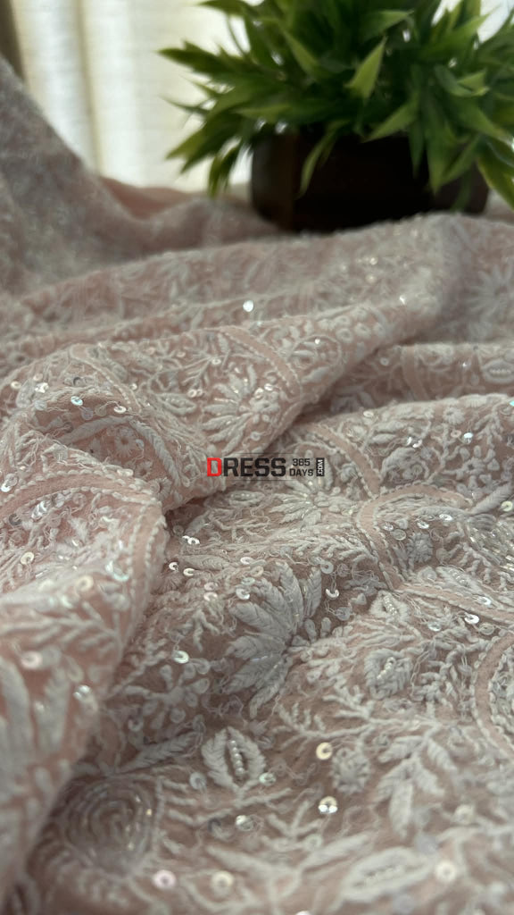 Pastel Pink SuperFine Cut Dana Sequin Chikankari Suit Chikankari Suits