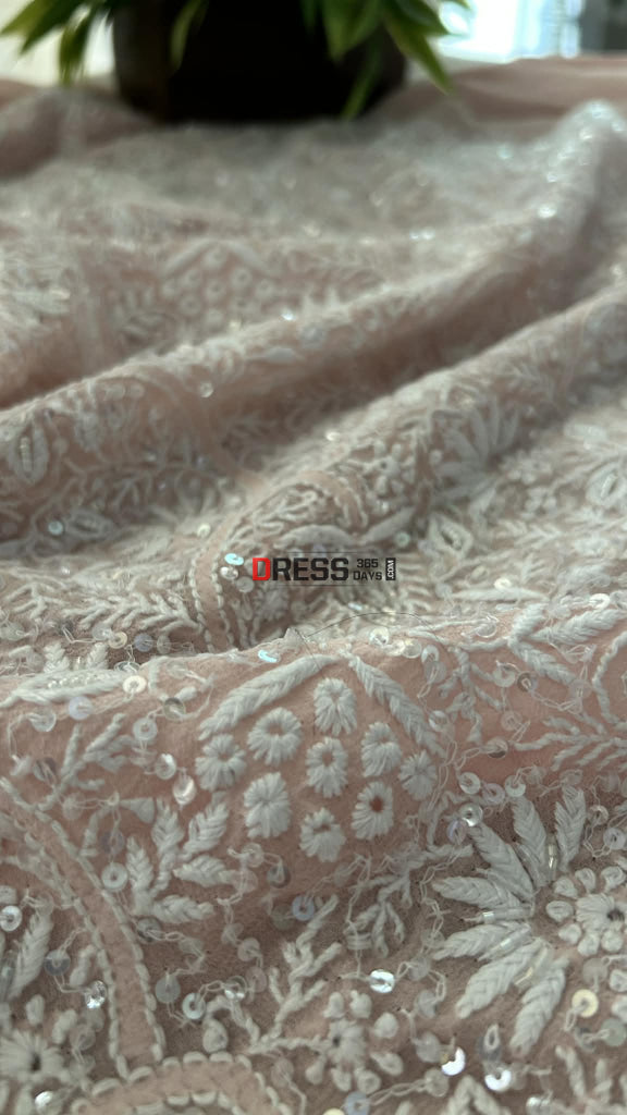 Pastel Pink SuperFine Cut Dana Sequin Chikankari Suit Chikankari Suits