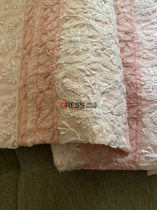 Peach Cotton Chikankari Kurti Fabric (Only Kurti)- Festive Collection