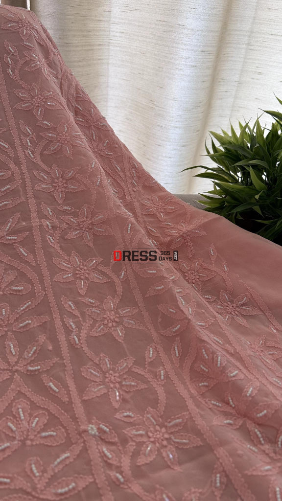 Peach Pearl Lucknowi Chikankari Suit Suits