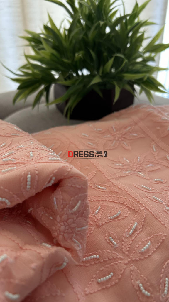 Peach Pearl Lucknowi Chikankari Suit Suits
